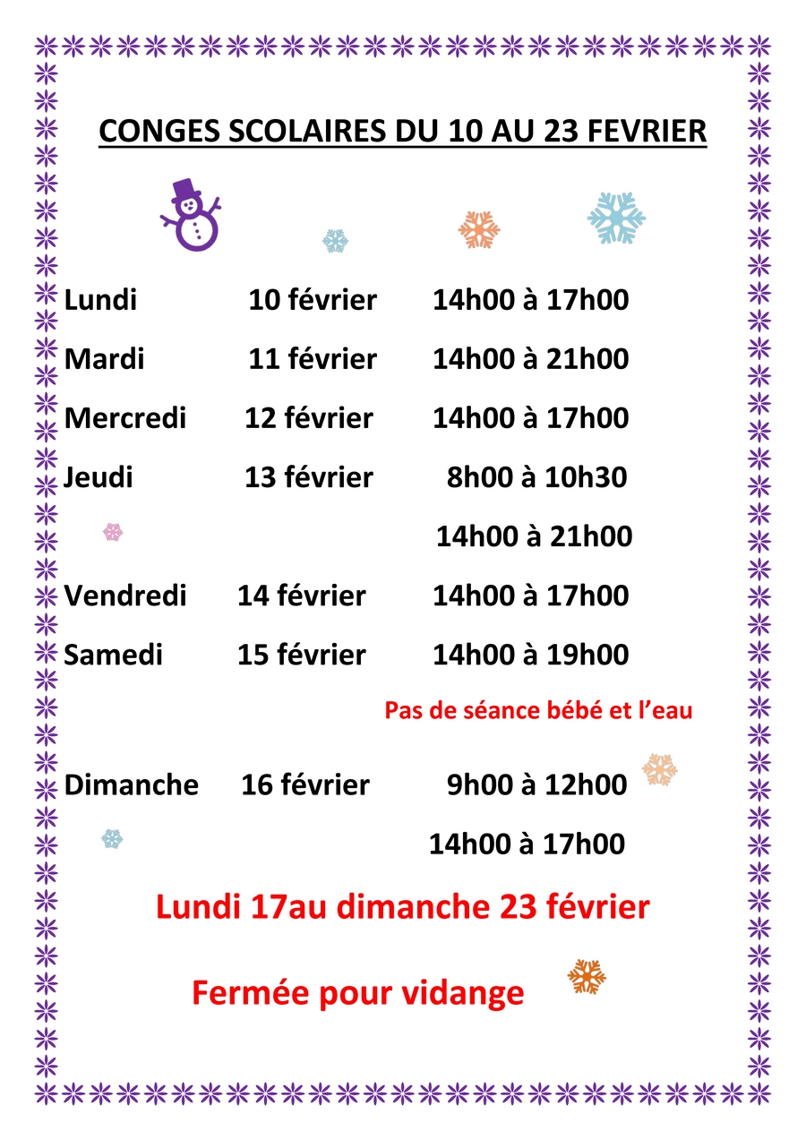 Piscine2025 horaire du samedi